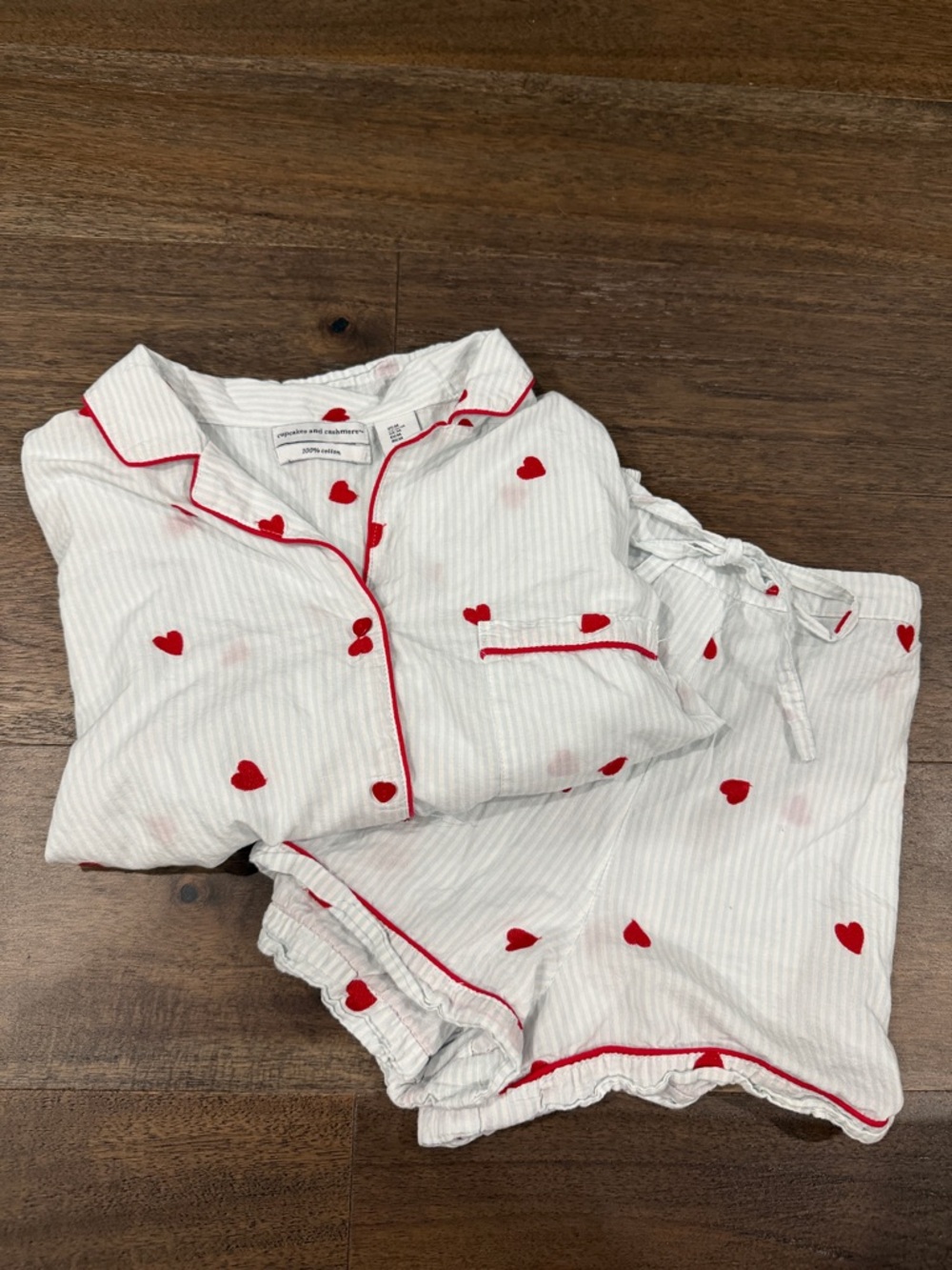 cupcakes and cashmere Heart & stripes pajama set M 100% cotton